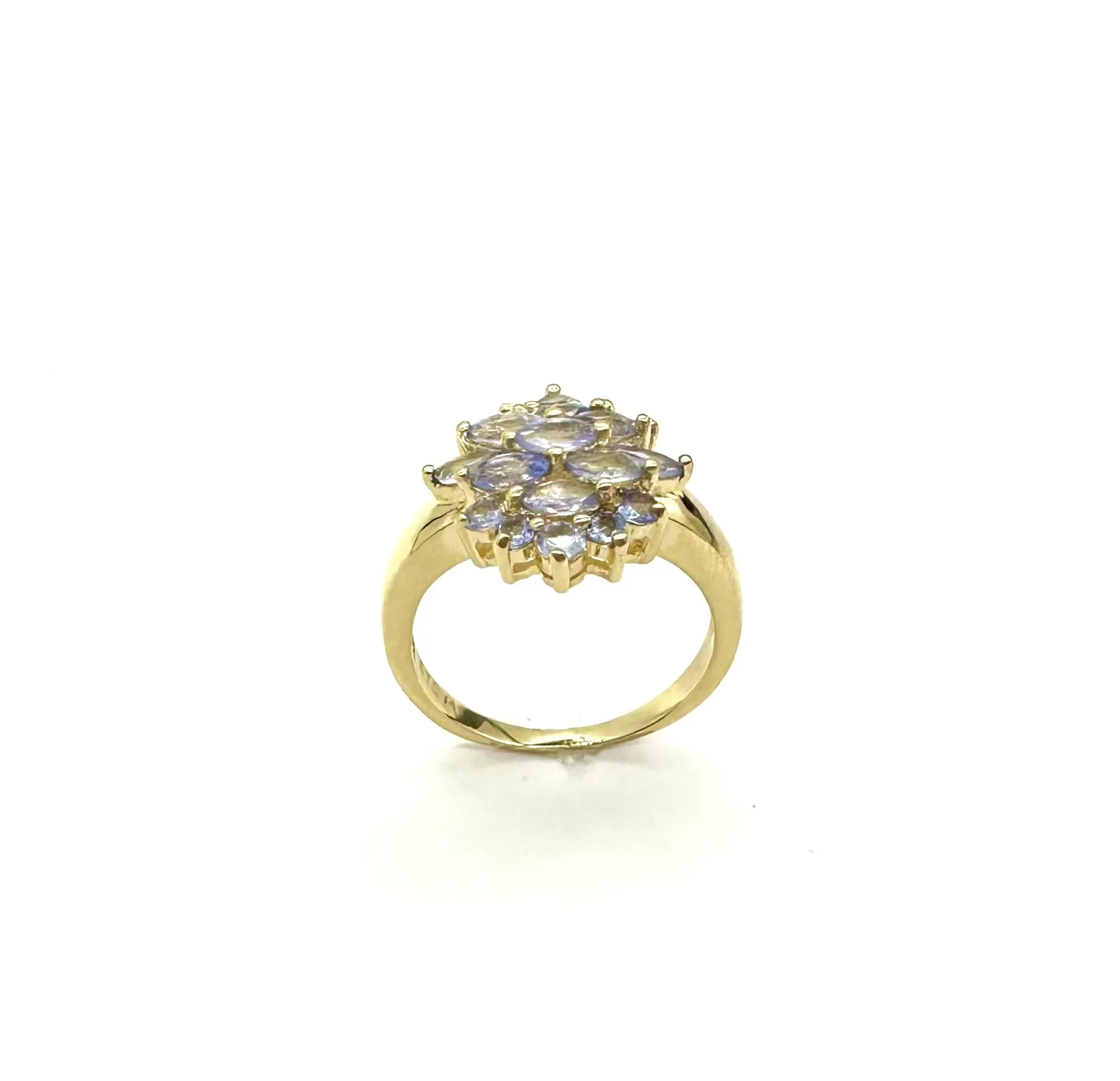 14K Yellow Gold Graduated Marquise Tanzanite Cluster Ring