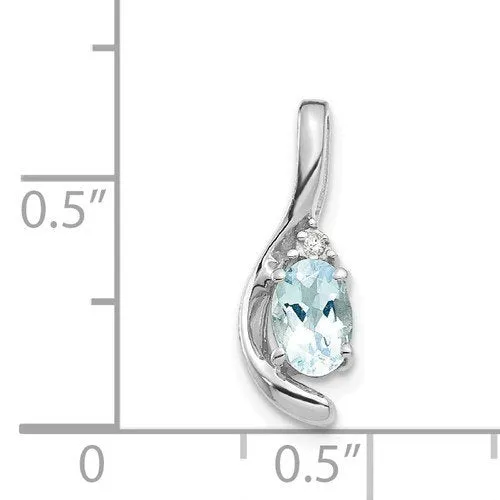 14KT GOLD 0.40 CT OVAL AQUAMARINE & DIAMOND PENDANT