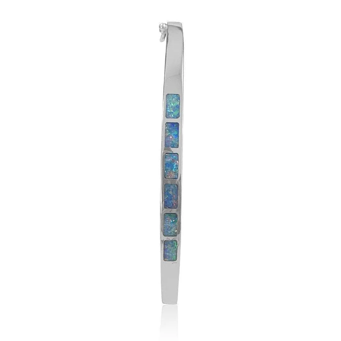 14kt White Gold 6 Opal snap bangle