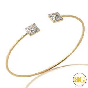 14KY 0.30CTW DIAMOND THIN CUFF BANGLE