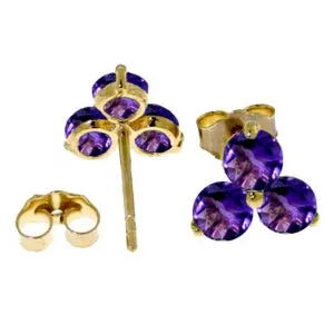 1.5 Carat 14K Solid Yellow Gold The Trees Undressed Amethyst Earrings