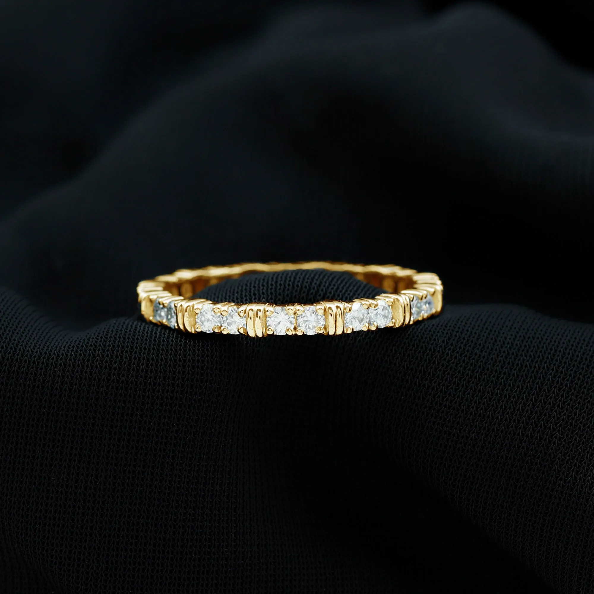 1.75 Carat Round Moissanite Full Eternity Band Ring in Gold