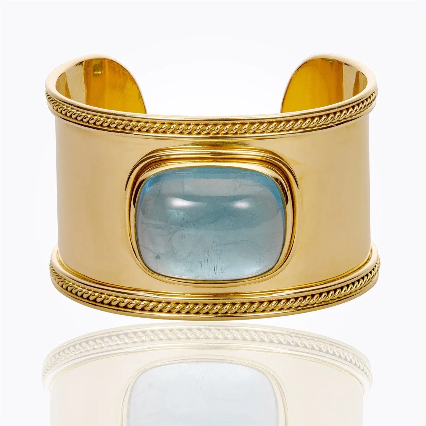 18K Braided Cuff with aquamarine