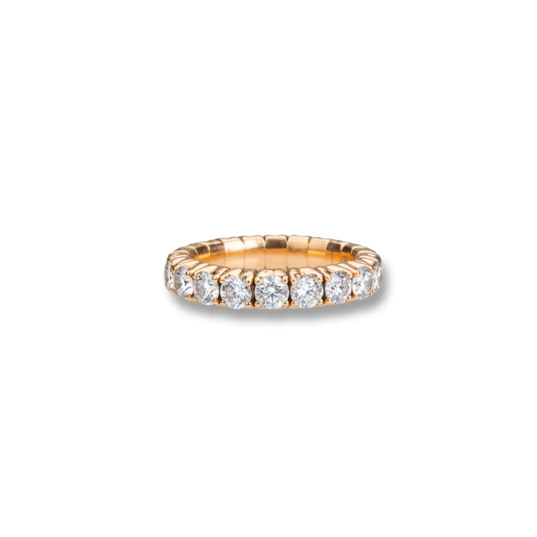 18K Gold Stretch Round White Diamond Eternity Rings, Lab Grown