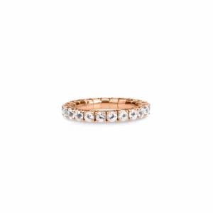 18K Gold Stretch Round White Diamond Eternity Rings, Lab Grown