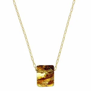 18K Yellow Gold Amber Pendant