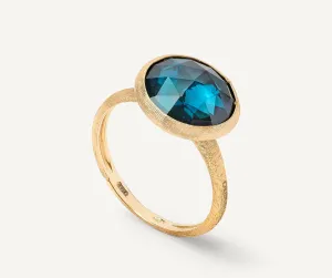 18K Yellow Gold Medium London Blue Topaz Ring