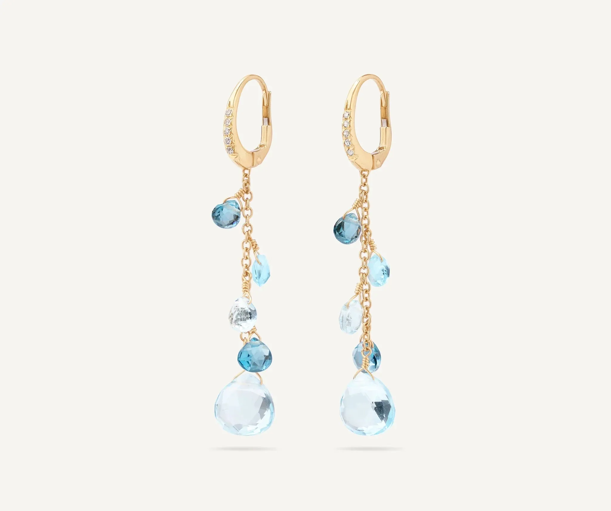 18K YELLOW GOLD SINGLE-STRAND TOPAZ EARRINGS AND DIAMOND ACCENT FROM THE PARADISE COLLECTION