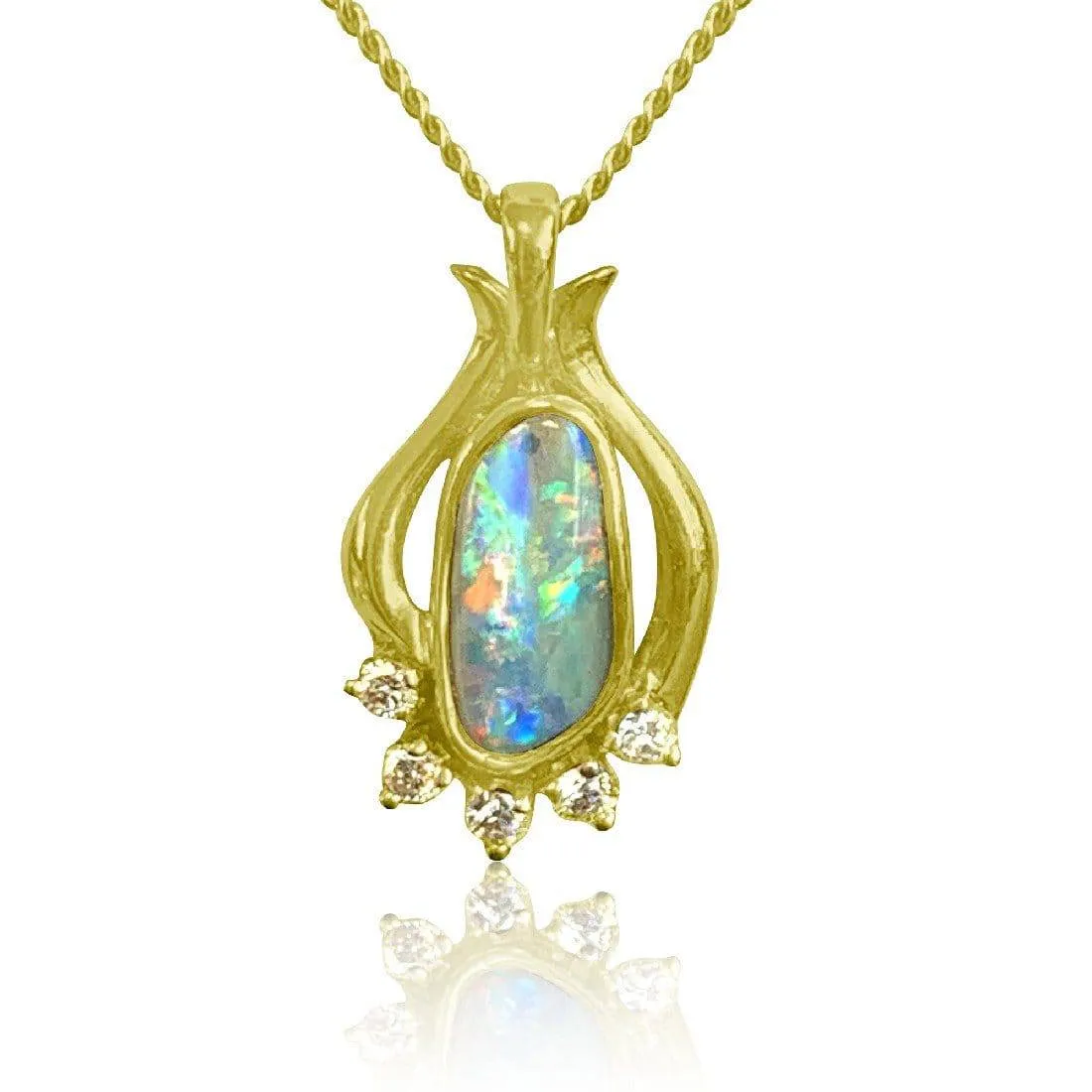 18kt Boulder Opal Diamond pendant