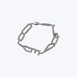 1970s 14K White Gold Diamond "I Love You" Bracelet