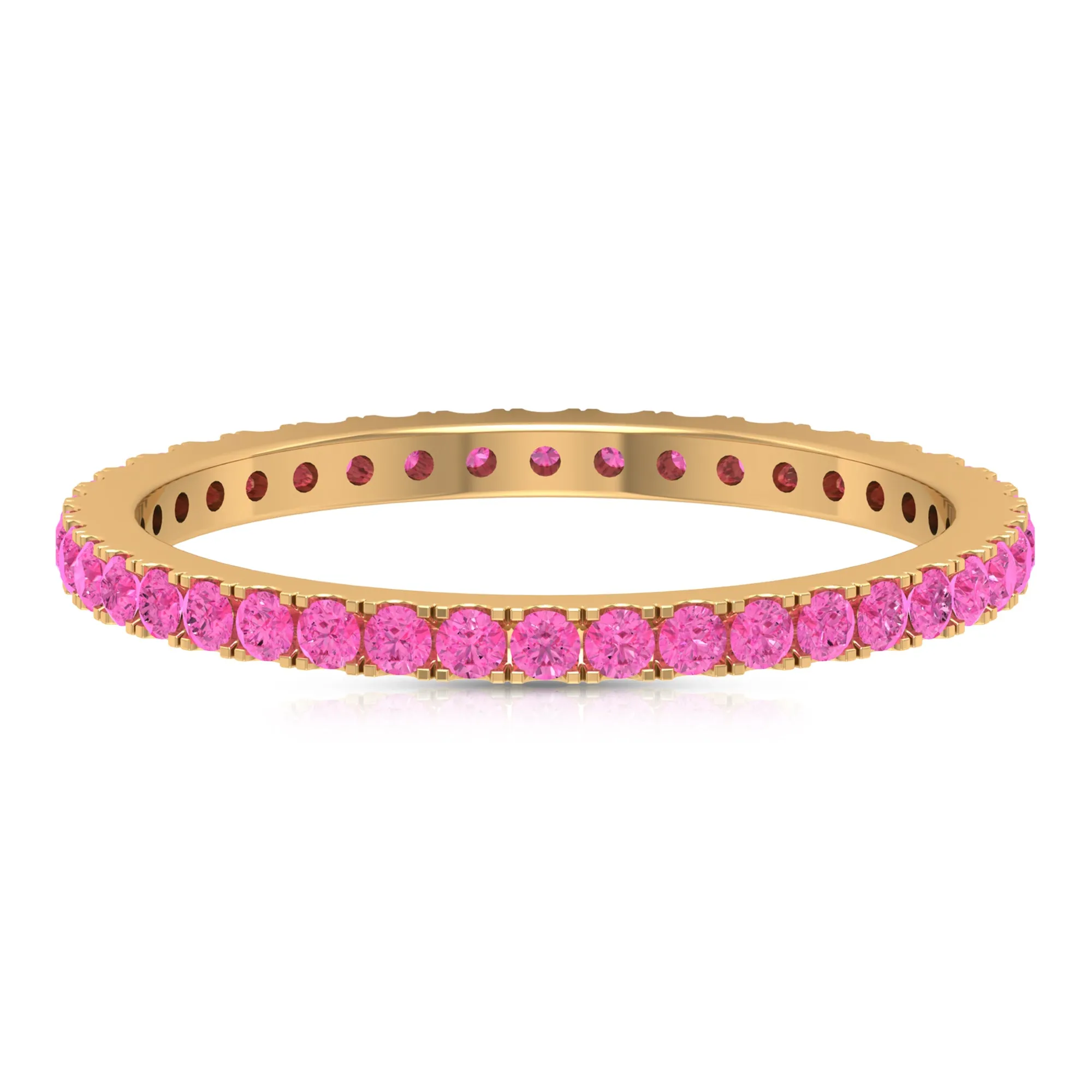 2 CT French Pave Set Pink Sapphire Stackable Full Eternity Ring