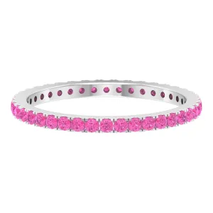 2 CT French Pave Set Pink Sapphire Stackable Full Eternity Ring