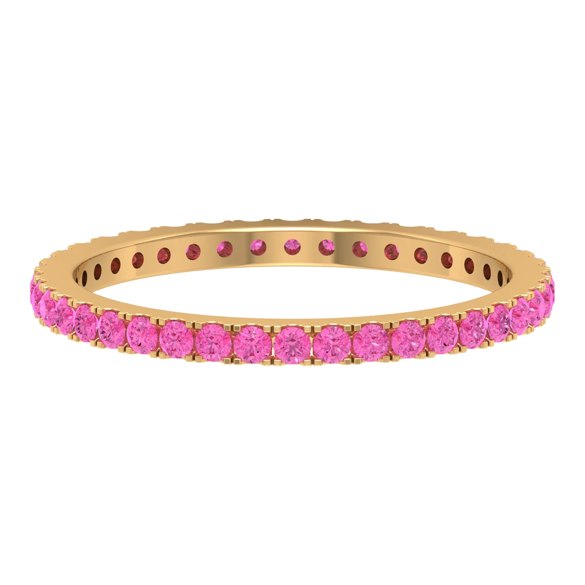 2 CT French Pave Set Pink Sapphire Stackable Full Eternity Ring