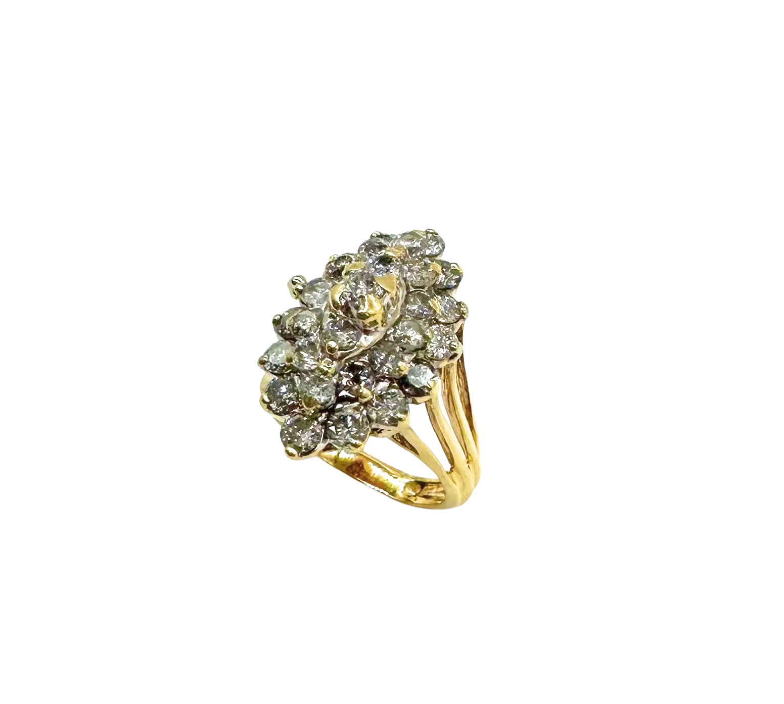 2 ctw Marquise Shaped Diamond Cluster Ring