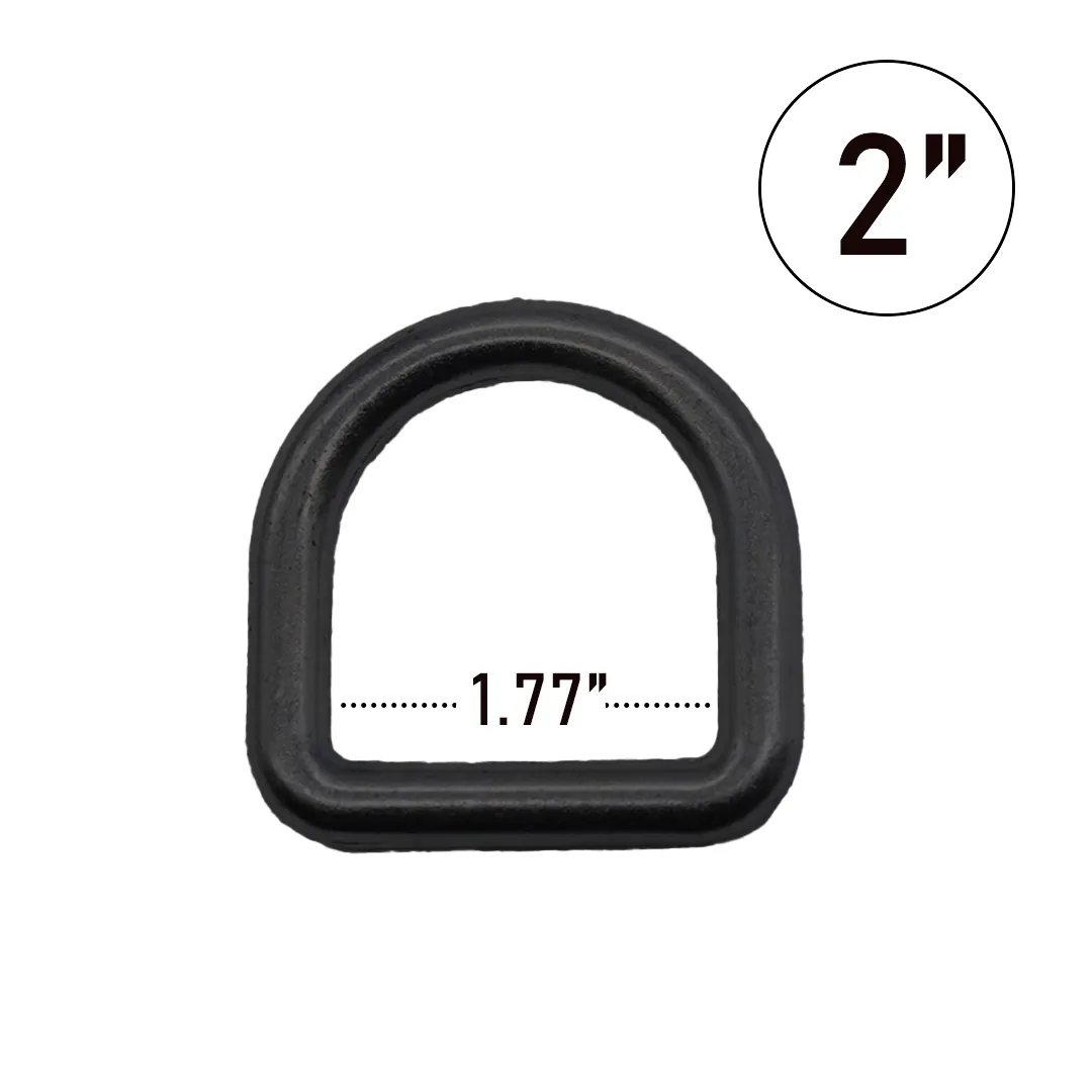 2 Inch Heavy Duty D-Ring - 11,000 lbs Breaking Strength, Alloy Steel, Zinc Plated/Black, for Lasso Tie Downs, Auto & Towing Straps