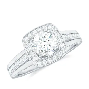 2.25 CT Classic Moissanite Engagement Ring with Accent