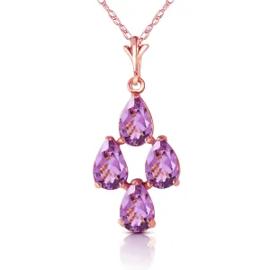 3 Carat 14K Solid Rose Gold Pear Amethyst Leverback Earrings