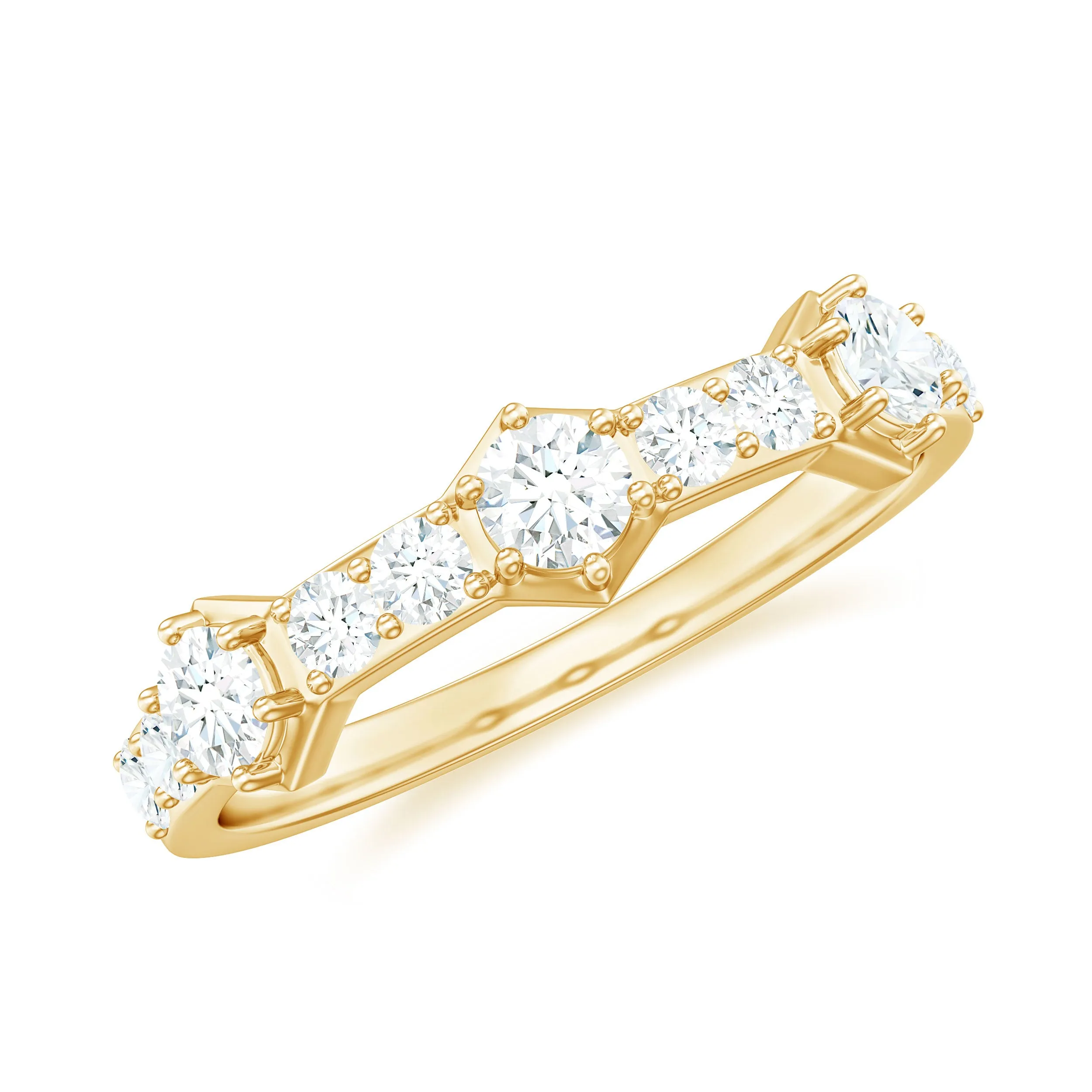 3/4 Carat Round Moissanite Half Eternity Band Ring in Gold