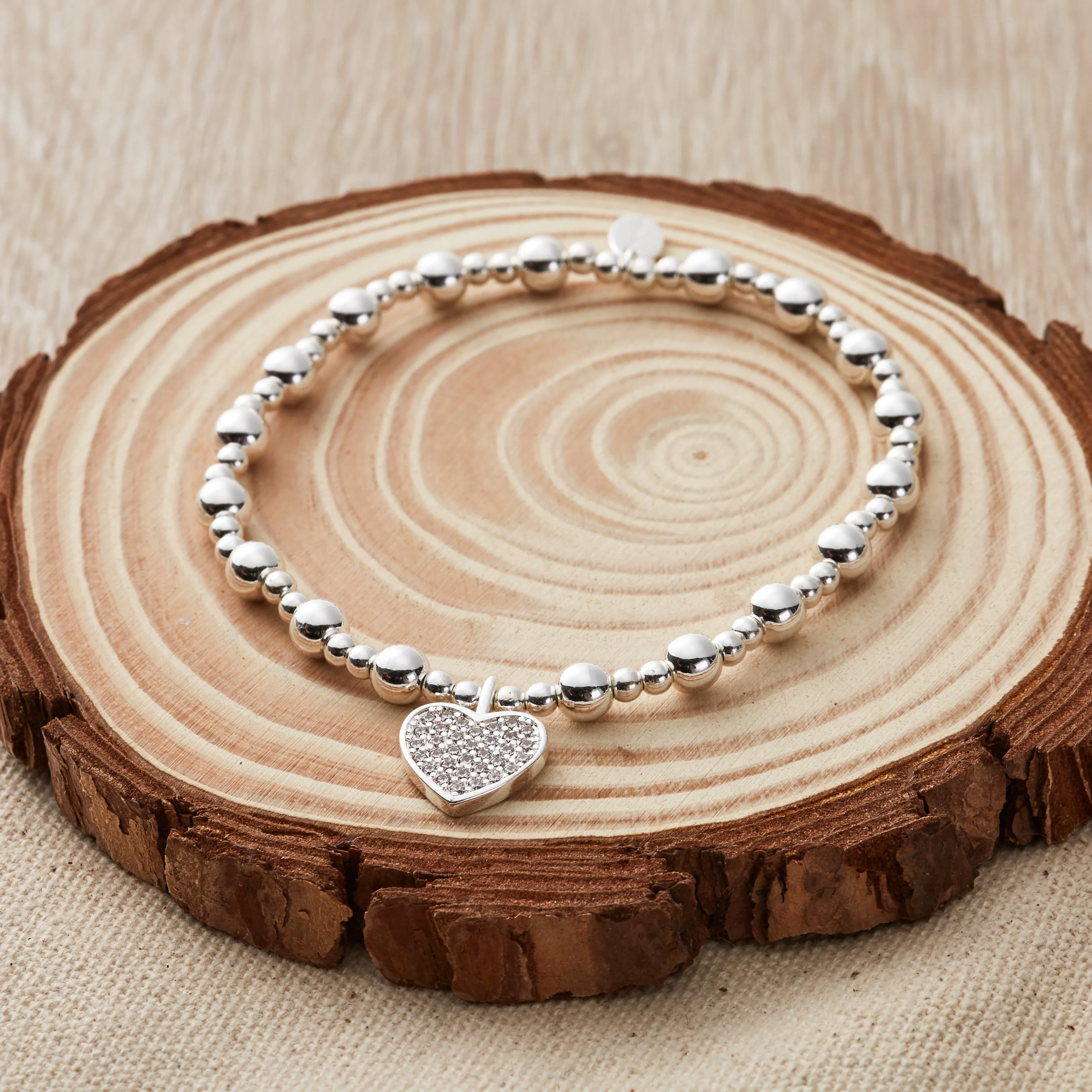 40th Birthday Heart Charm Stretch Bracelet with Quote Gift Box