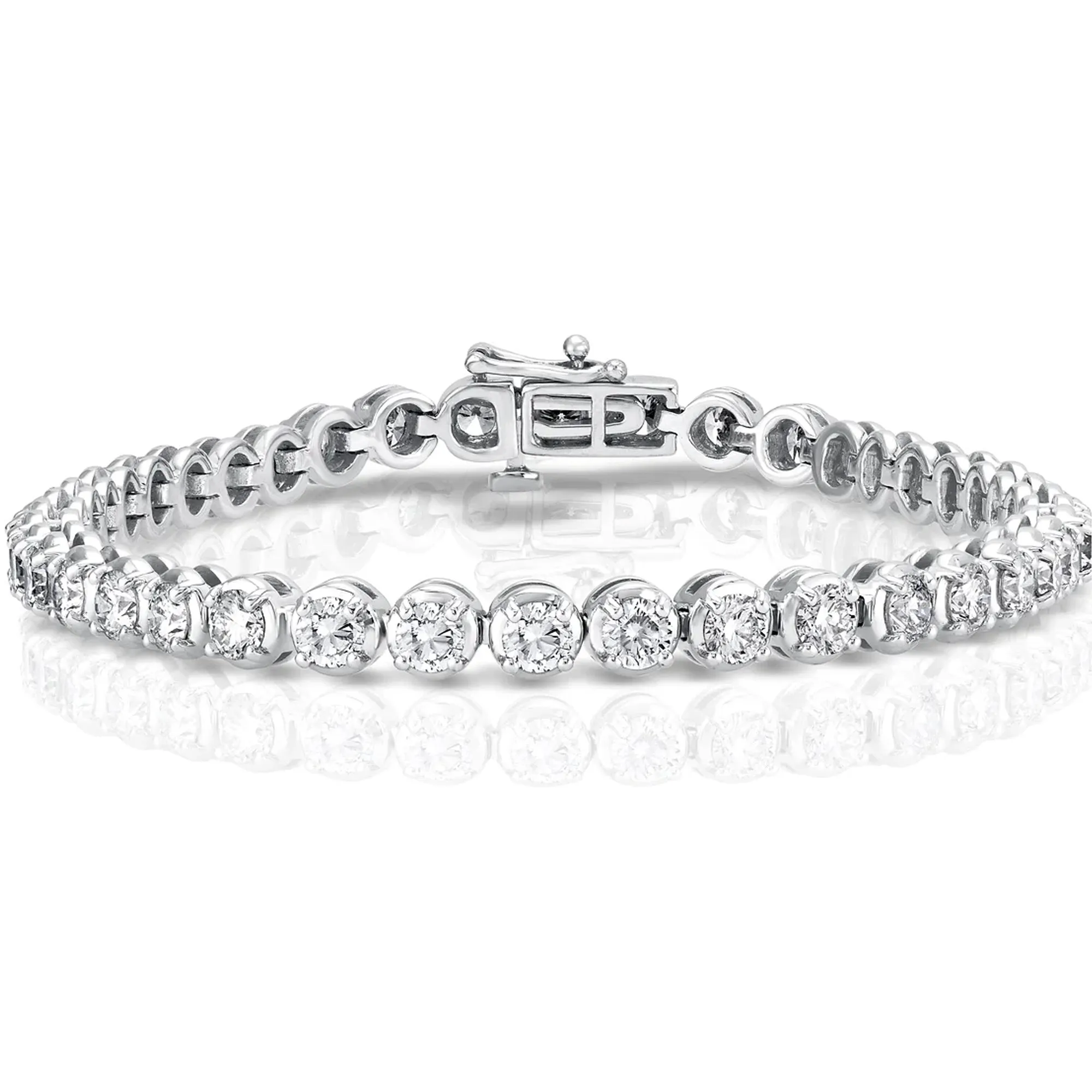 7 Carat Round Diamond 14K White Gold Buttercup Tennis Bracelet (Classic Quality)