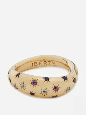 9ct gold star rainbow ring