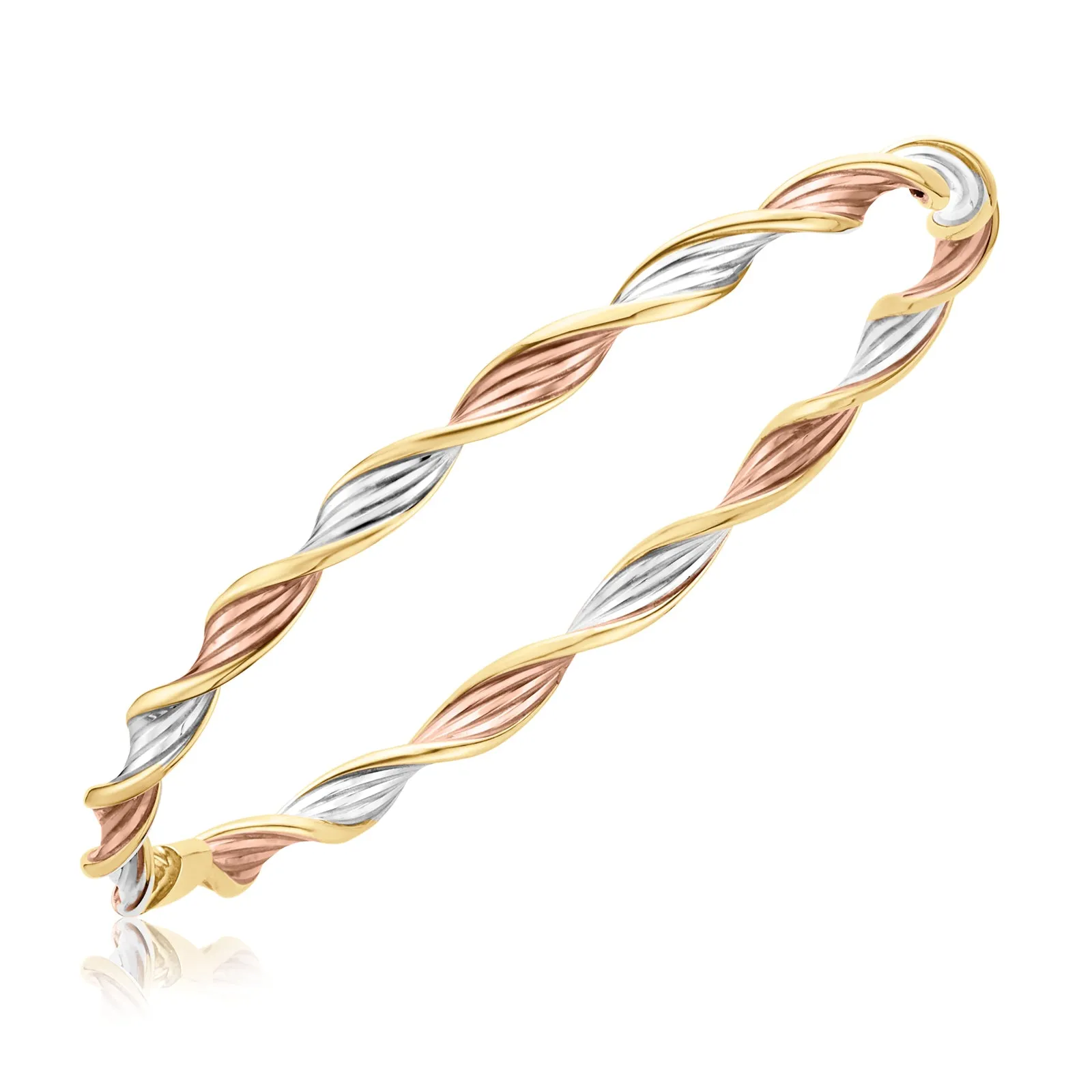 9ct Three Tone Gold Twist Pattern Bangle