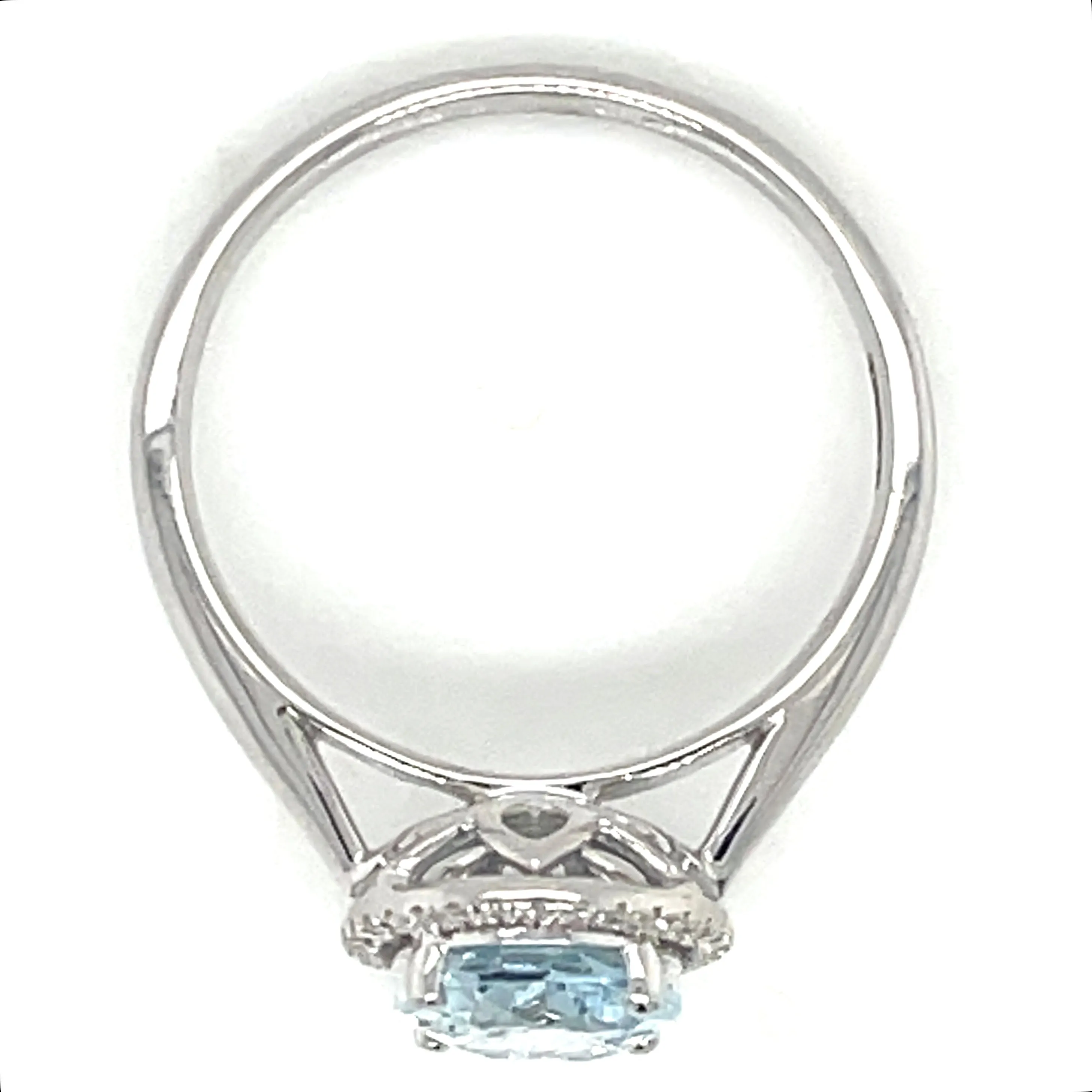 9ct white Gold Earth Grown 1.57ct Aquamarine And Diamond Halo Ring