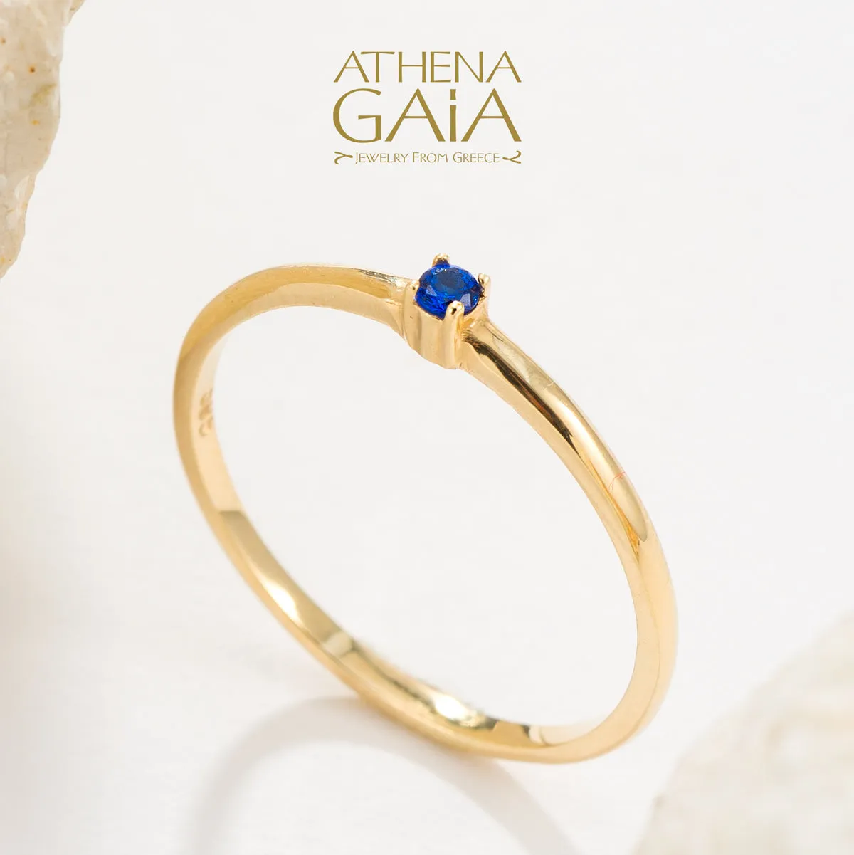 Al'Oro Single Point Stackable Stone Ring