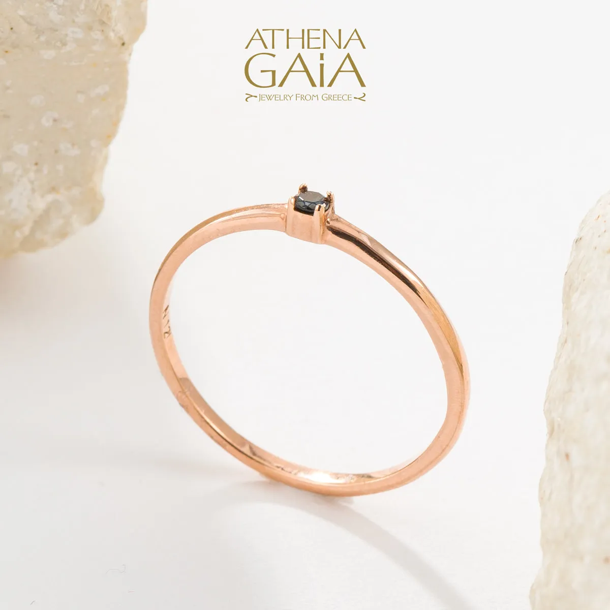 Al'Oro Single Point Stackable Stone Ring