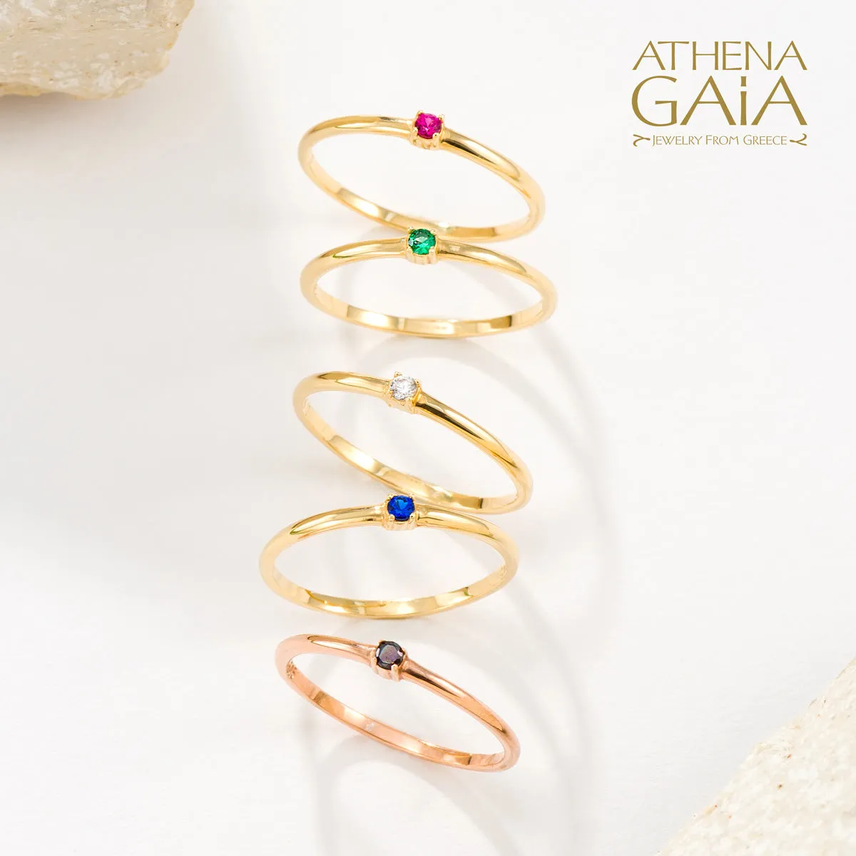 Al'Oro Single Point Stackable Stone Ring