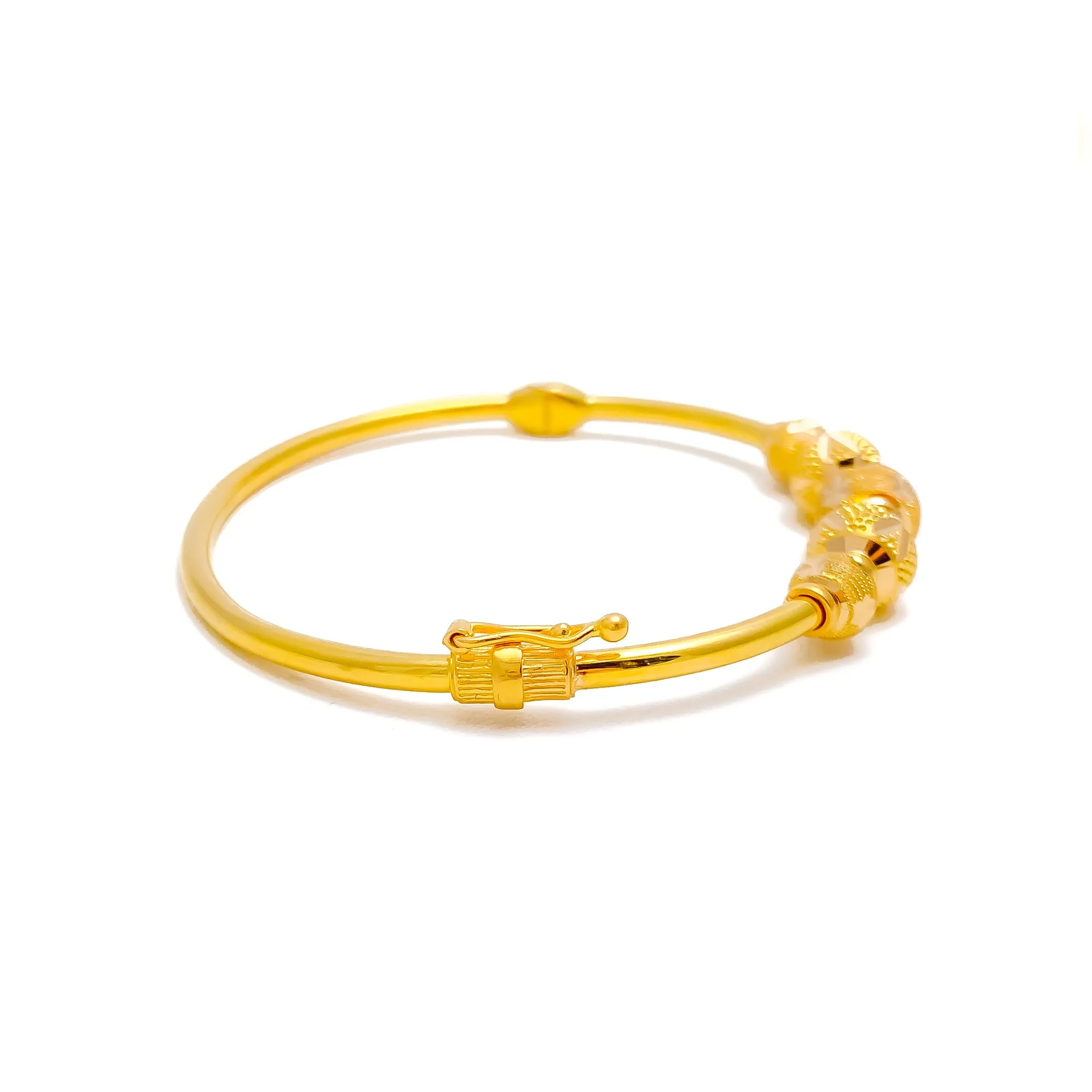 Alternating Floral 22k Gold Bangle Bracelet