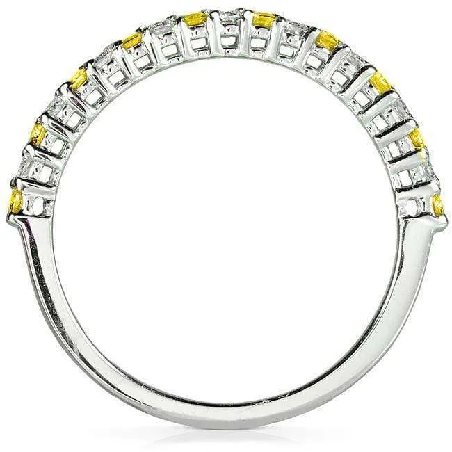 Alternating Ring - White Diamond - Yellow Sapphire