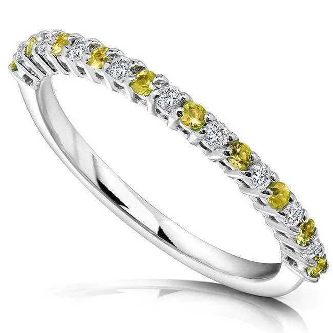 Alternating Ring - White Diamond - Yellow Sapphire