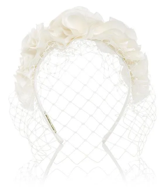 Amalia: Birdcage Veil with Silk Flower Crown