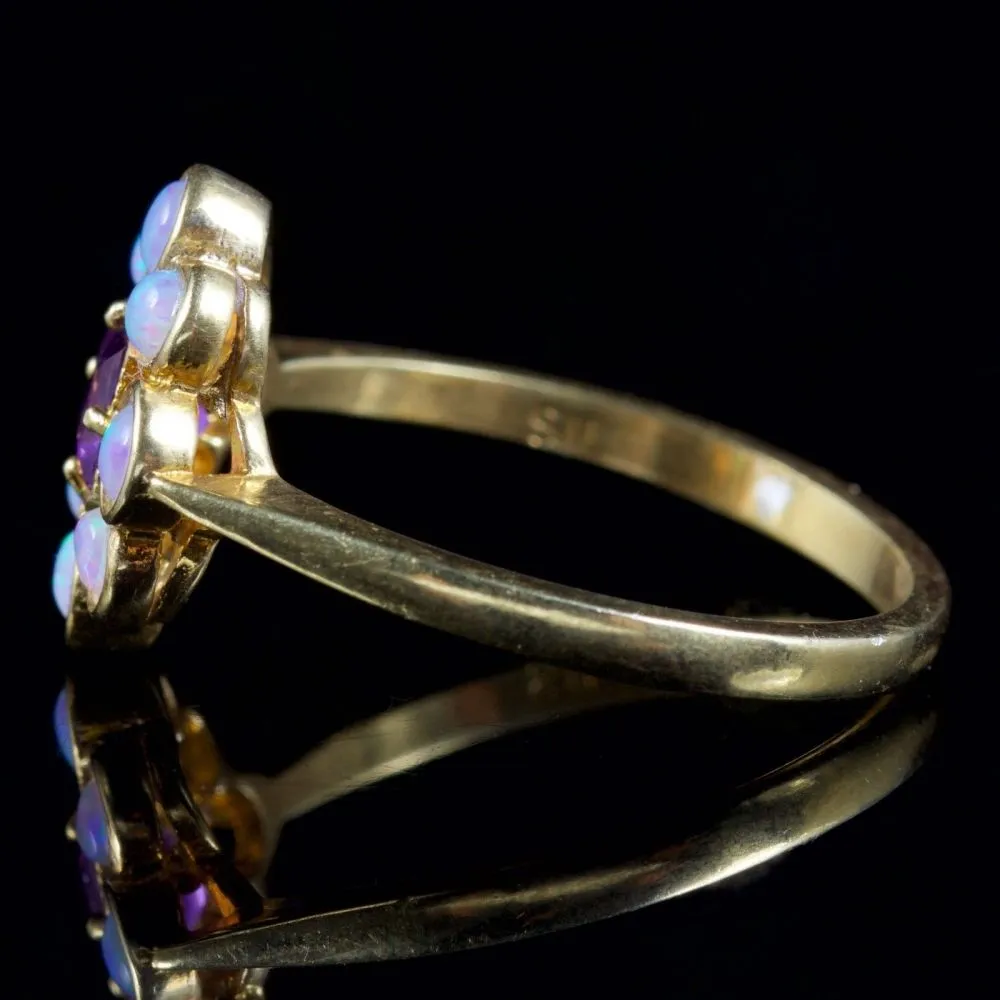 Amethyst Opal Ring 18Ct Gold Silver Ring