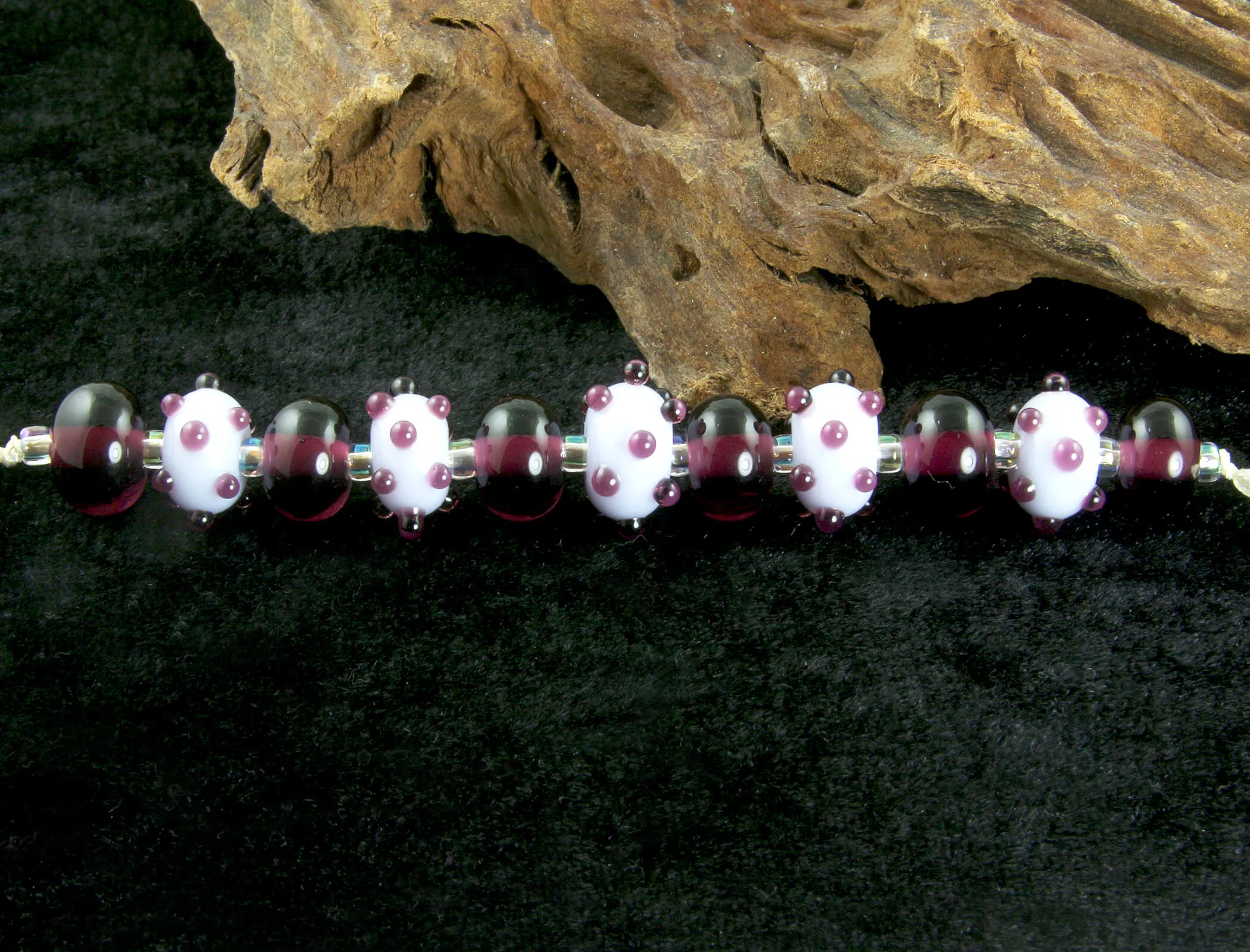 Amethyst Polka Dots Lampwork Beads Set SRA