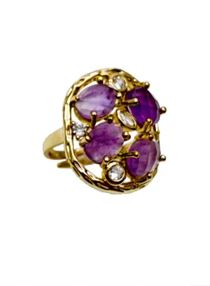 Amethyst With Zricon Statement Ring KR006