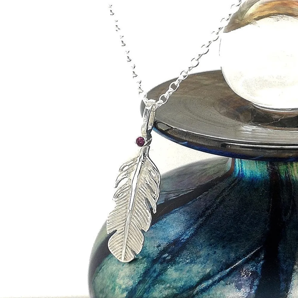 Angel Feather Birthstone Necklace - All Birthstones