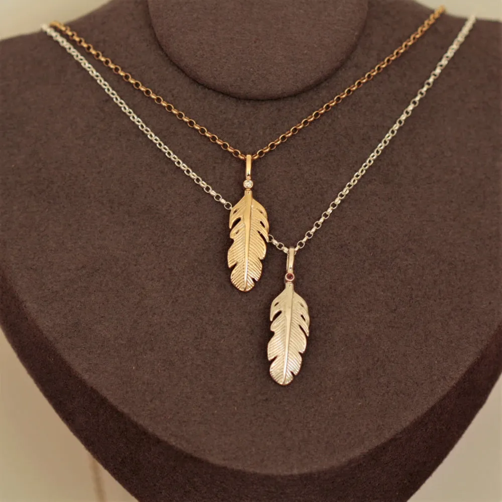 Angel Feather Birthstone Necklace - All Birthstones