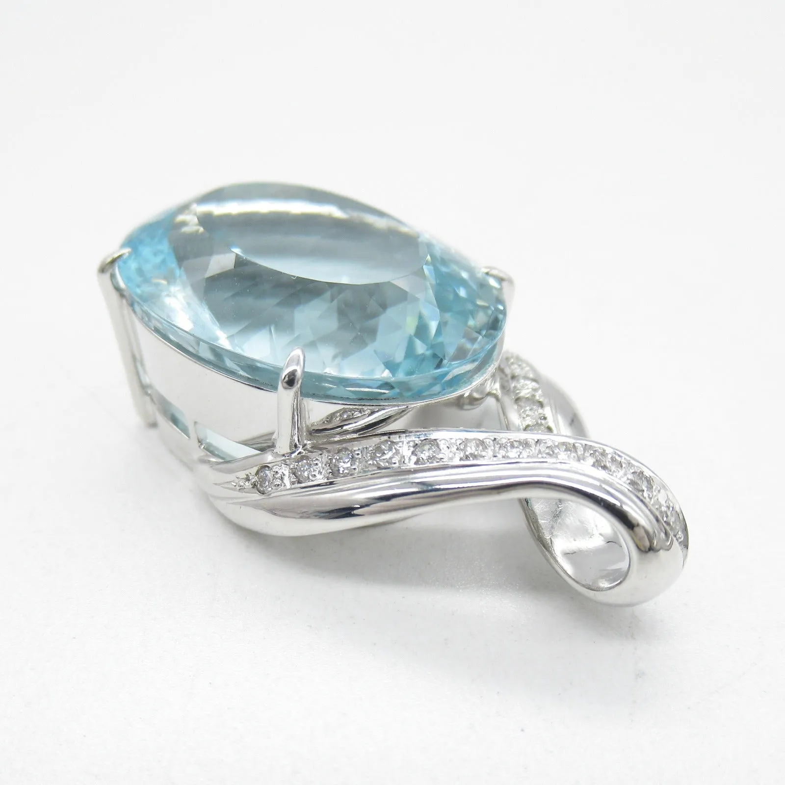 Aquamarine Diamond Pendant K18WG White Gold