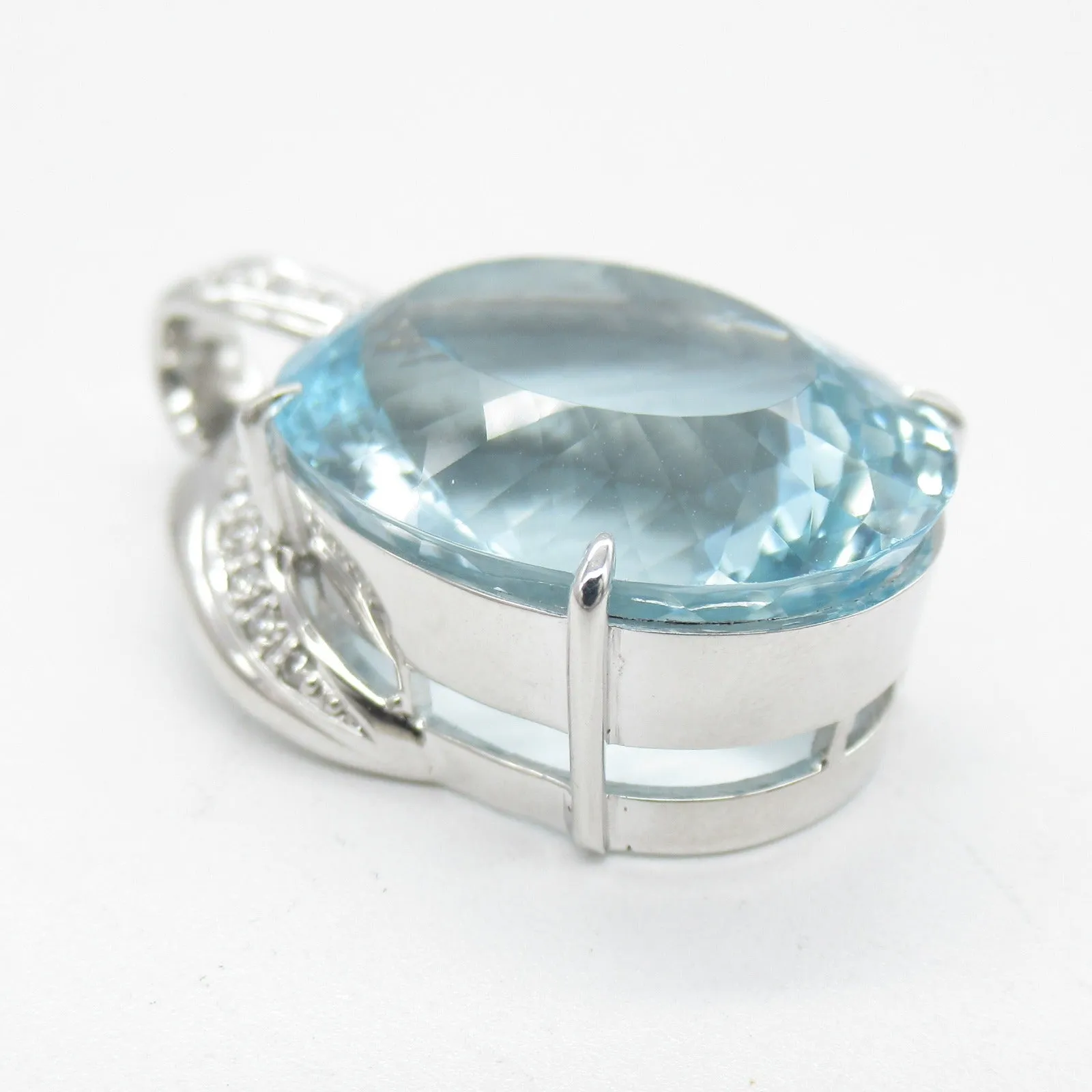 Aquamarine Diamond Pendant K18WG White Gold