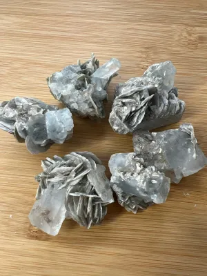 Aquamarine on mica 6 small clusters total weight 208grams