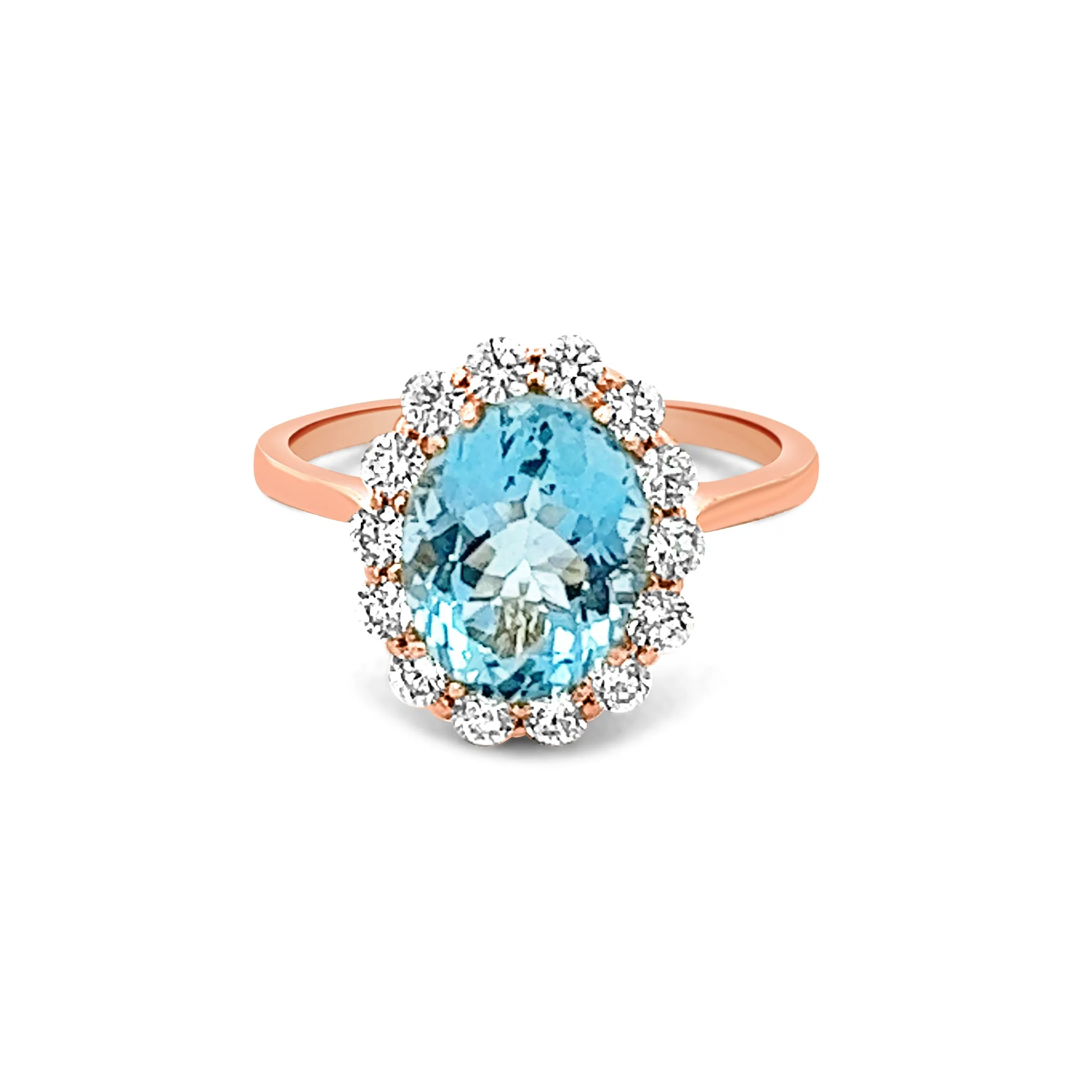 Aquamarine Royal Halo Ring