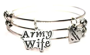 Army Wife Stylized Triple Style Expandable Bangle Bracelet