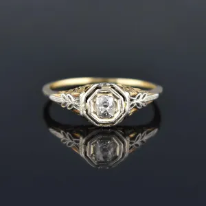 Art Deco 14K Gold Filigree .25 CTW Diamond Engagement Ring