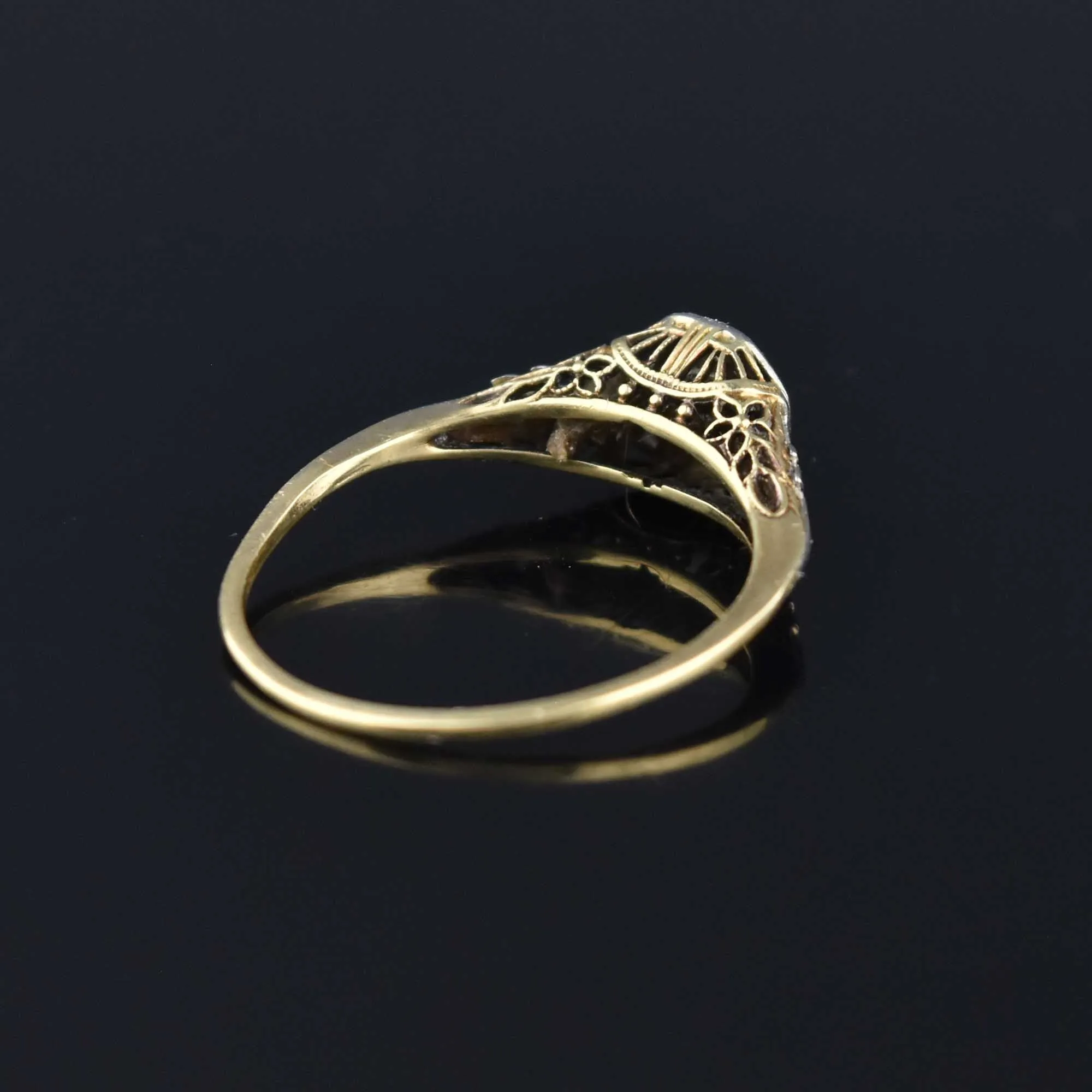 Art Deco 14K Gold Filigree .25 CTW Diamond Engagement Ring