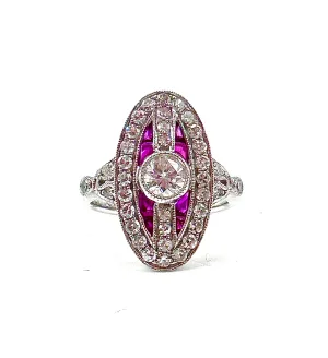 Art deco style Ruby and diamond ring