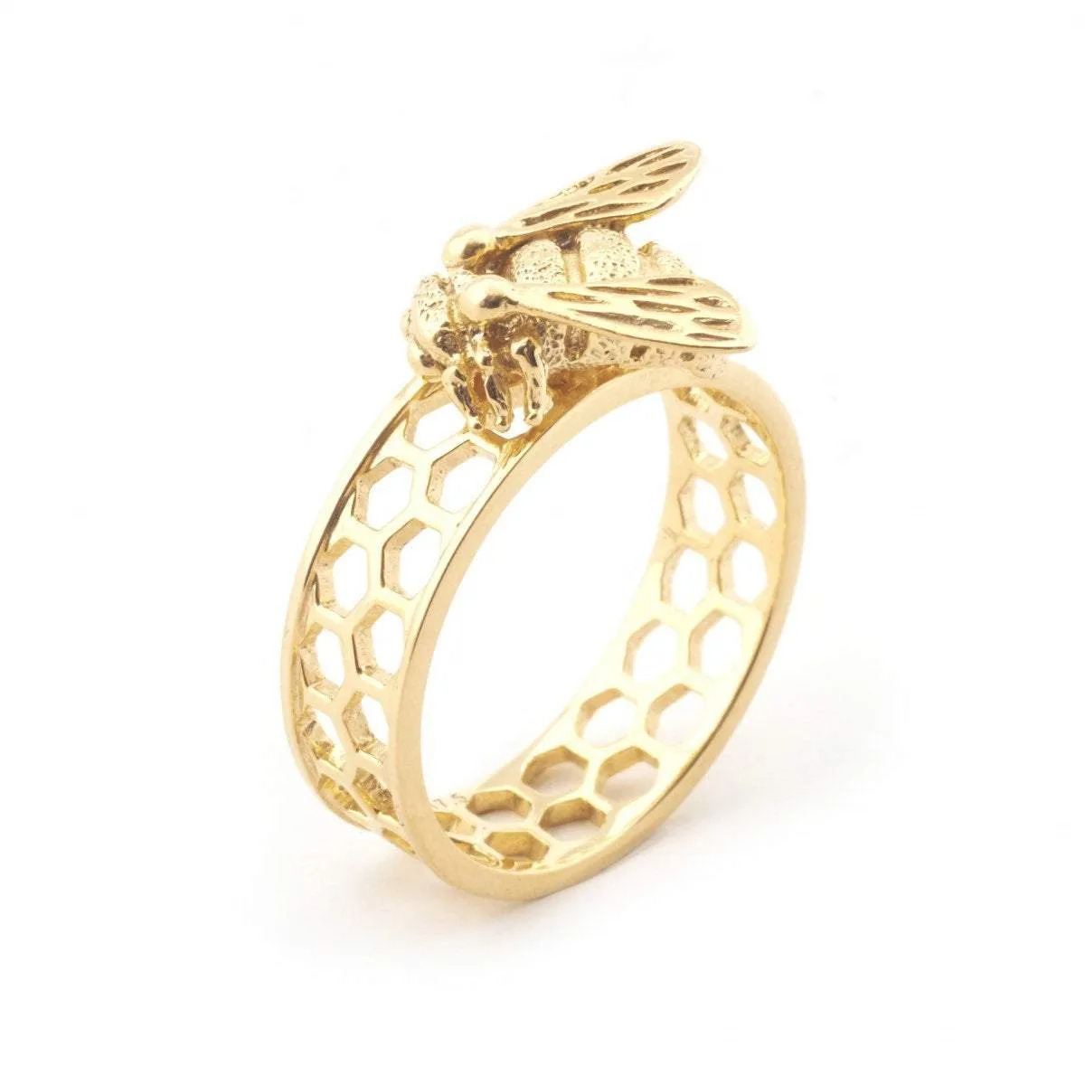 Baby Bee Honeycomb Ring by Bill Skinner Gold plated