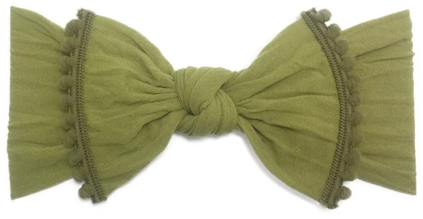 Baby Bling Classic Knot w/Pom Trimmed Headband (10 Colors)