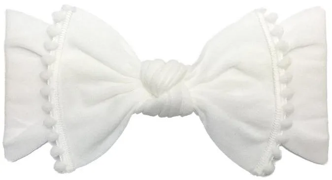 Baby Bling Classic Knot w/Pom Trimmed Headband (10 Colors)